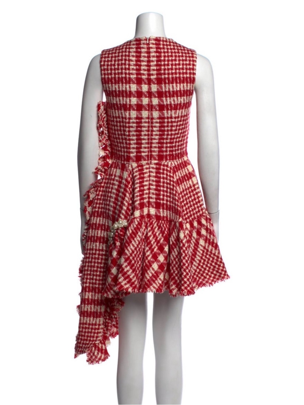 Simone Rocha Red Gingham Asymmetrical Ruffle Mini Dress - Picture 4 of 4